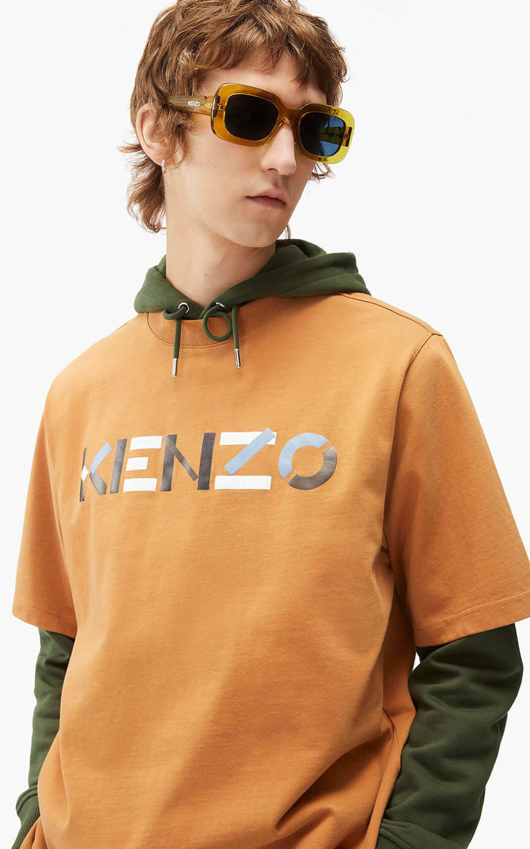 Kenzo Multicoloured oversize Logo Camisetas Hombre Marrones | 7804325-PI